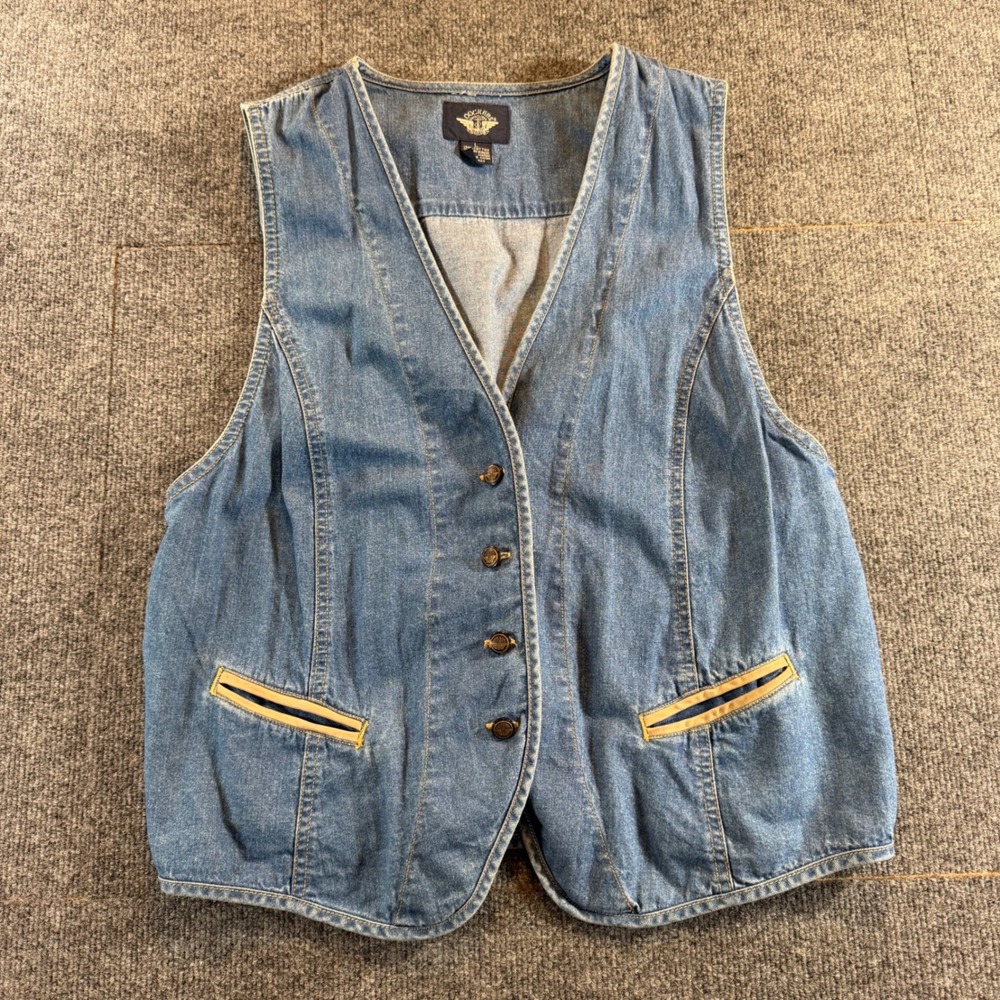 Dockers Vintage Denim Vest Womens Large Retro 90s Cottagecore Americana Western